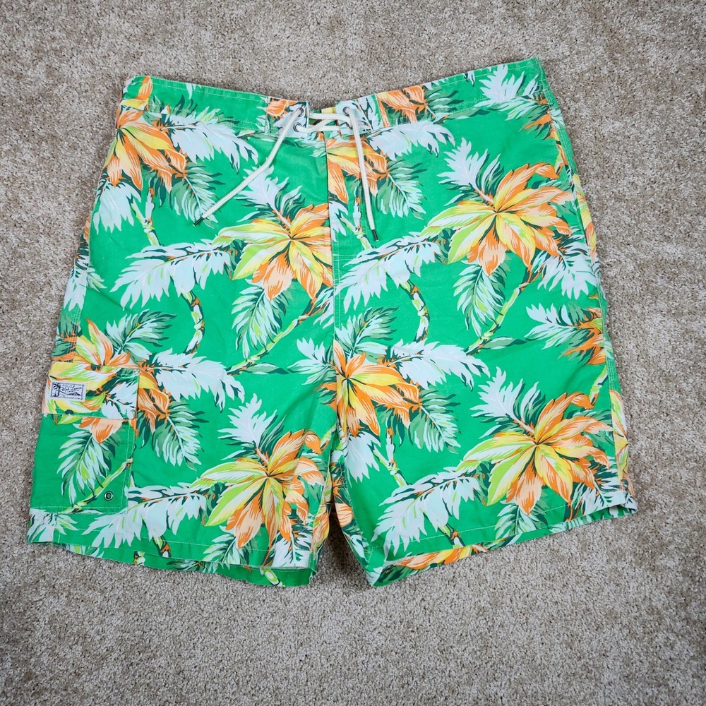 Polo Ralph Lauren Swim Trunks Tropical Floral Green Board Shorts 3XB Big